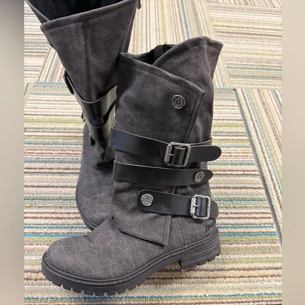 Blowfish Malibu Rider Moto Boots Black | Buckle Strap Vegan Boots | Size 7 - Picture 7 of 11